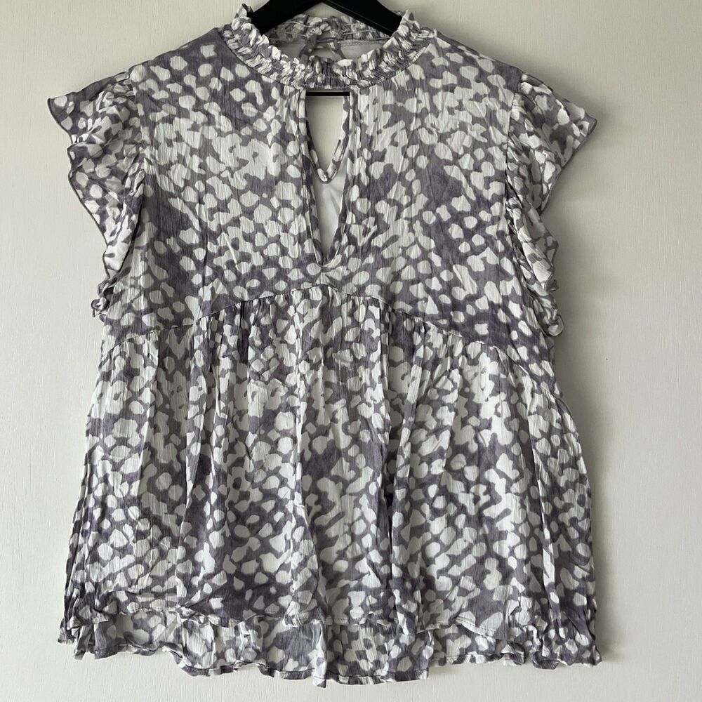 NWT Peach Love California Women’s Top Large Sleeveless Babydoll Peplum Boho Y2K